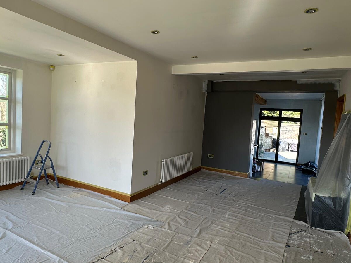 Residential living room and kitchen in Buckingham painted and decorated